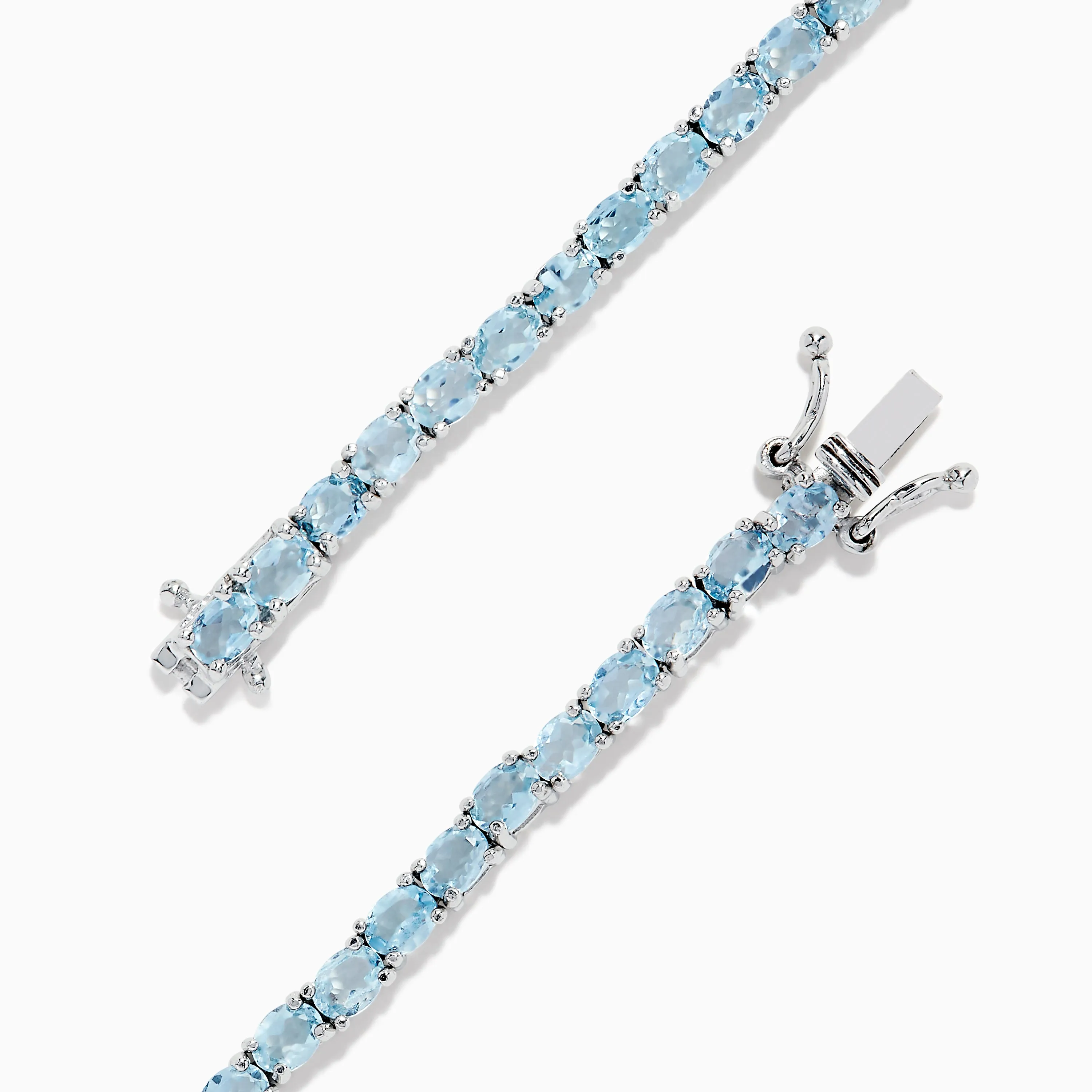 925 Sterling Silver Aquamarine Tennis Bracelet