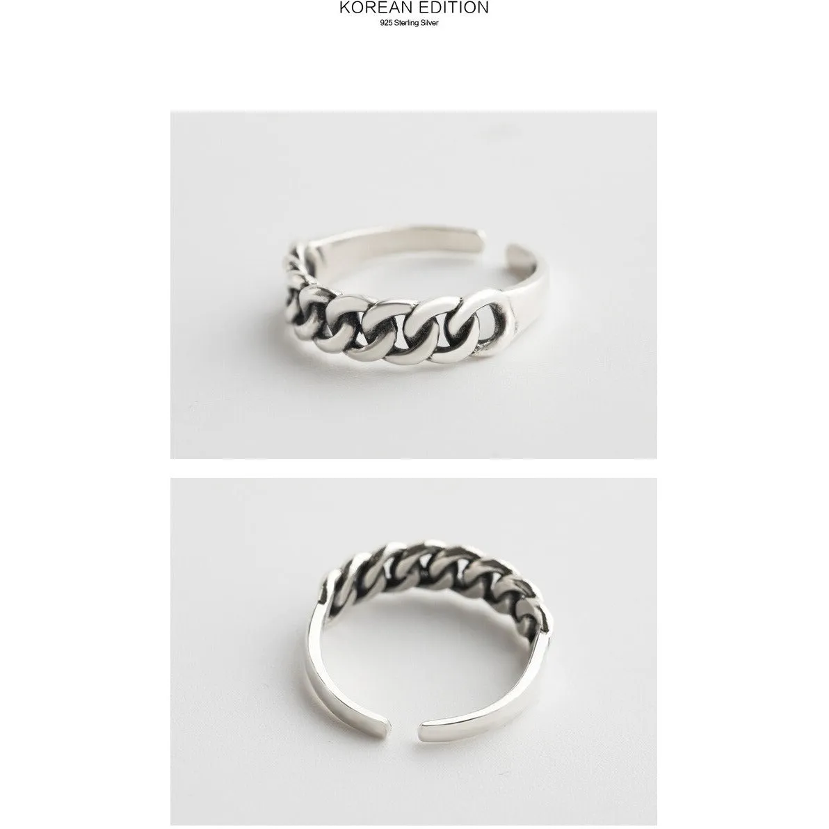 925 sterling silver Cuban link ring