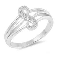 925 Sterling Silver Infinity &  Wavy Abstract Infinity Ring With Clear CZ