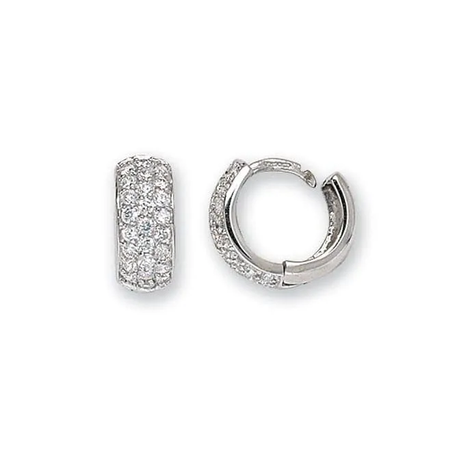 9ct White Gold Hinged Zirconia Earrings ER024W