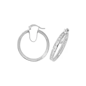 Acotis Silver Hoop Earrings Zirconia G5899