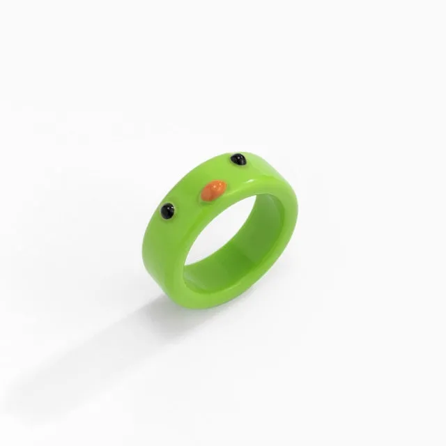 Acrylic Frog Ring Chick Resin Rings For Women Girls Simple Animal Aesthetic Jewelry Friendship Rings Greative Party Travel Gifts