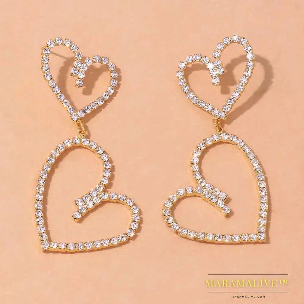 Aesthetic Letter Earrings Designer Luxury for Women 2021 Fahsion Jewelry Rhinestone Designer Piercing Heart Earrings