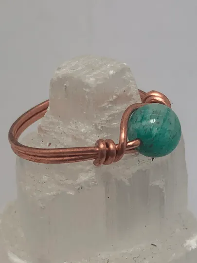 Amazonite Copper Bead Ring