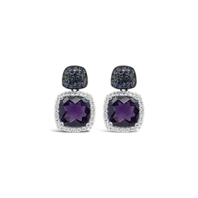 Amethyst, Diamond & sapphire Earrings