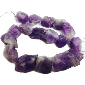 Amethyst Raw Cloudy Nuggets Strand