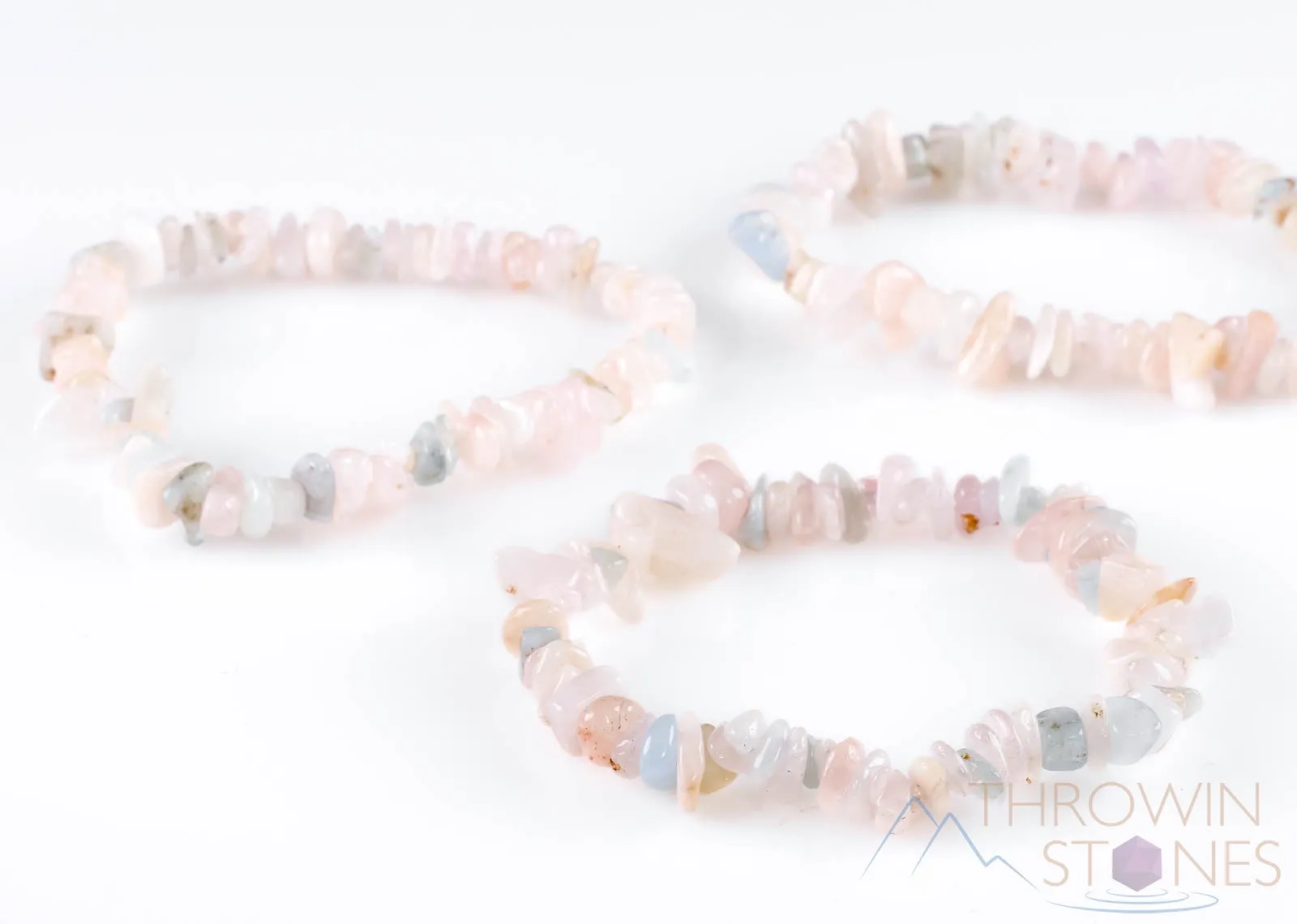 AQUAMARINE & MORGANITE Crystal Bracelet - Chip Beads - Beaded Bracelet, Handmade Jewelry,  Healing Crystal Bracelet, E0630