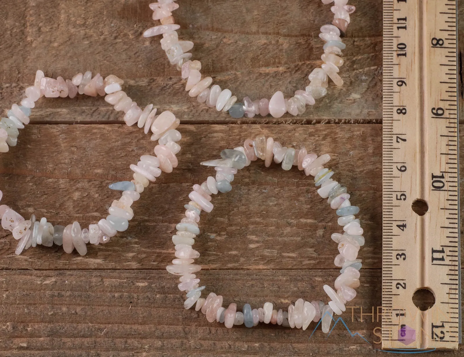 AQUAMARINE & MORGANITE Crystal Bracelet - Chip Beads - Beaded Bracelet, Handmade Jewelry,  Healing Crystal Bracelet, E0630