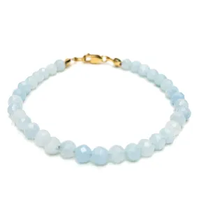 Aquamarine Faceted 4mm Bracelet With Gold-Filled Lobster Clasp