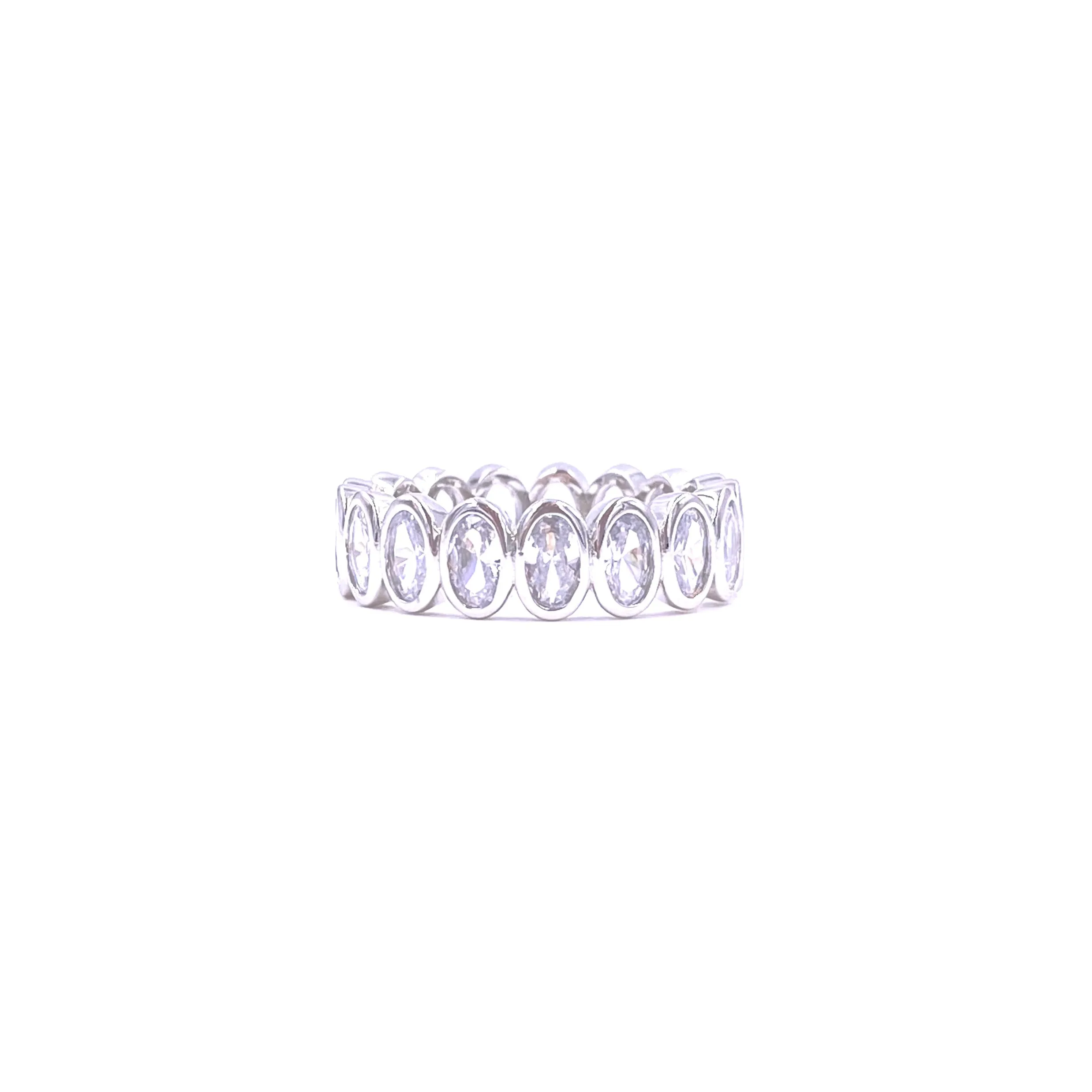 Ashley Gold Sterling Silver Oval CZ Bezel Set Band Ring