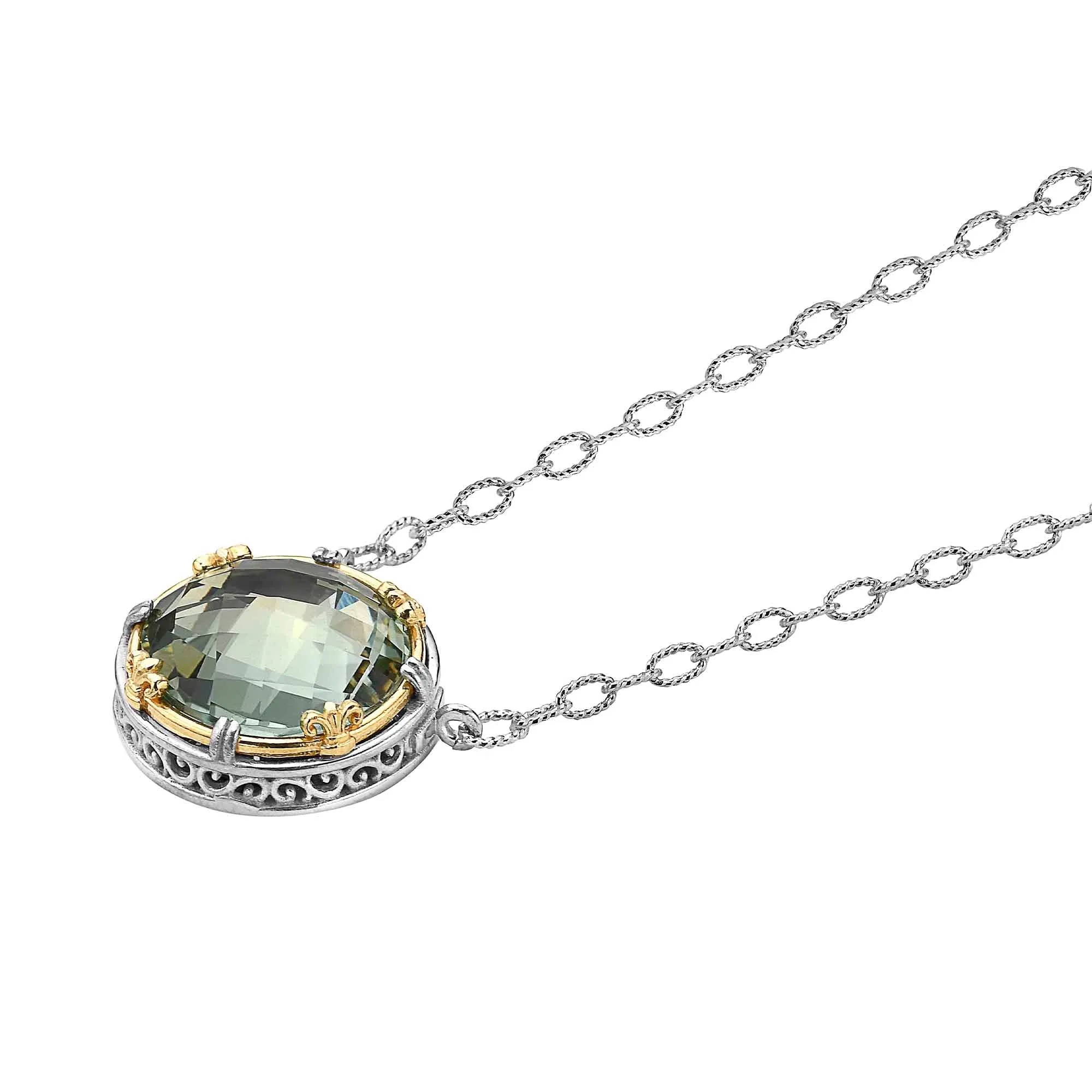 AT 816AT-GA GREEN AMETHYST TWO TONE NECKLACE