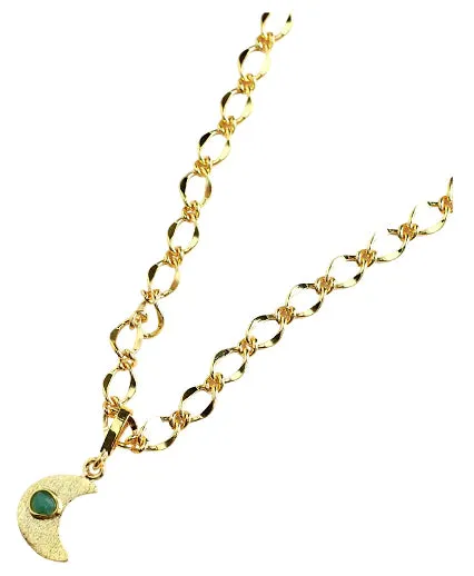 Ayla Basic Chain Collection Colombian Raw Emerald & 24k Gold Plated Chain