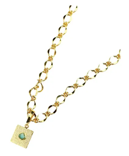 Ayla Basic Chain Collection Colombian Raw Emerald & 24k Gold Plated Chain