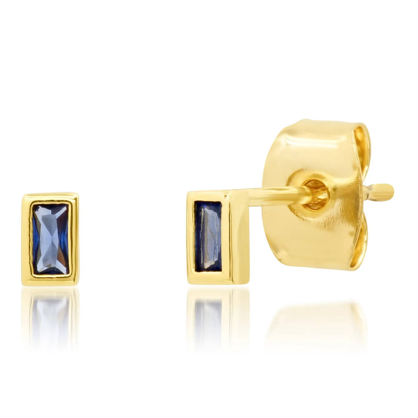 Baguette Bezel Studs ~ Sapphire Blue