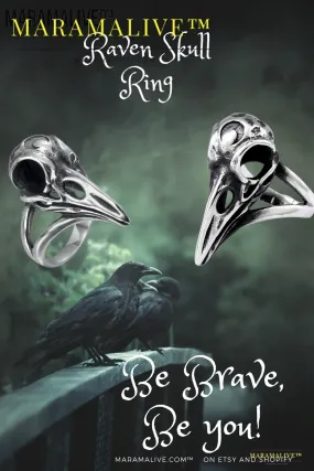 Beowulf Regalia Handcrafted Stainless Steel Raven Skull Ring