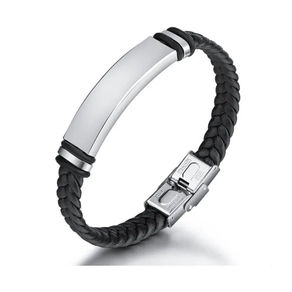 Black Faux Leather Braided Bracelet (Circumference 21cm) 黑色人造皮革編織手鍊 (鍊長 21cm) KJBR16098