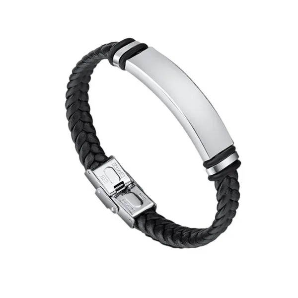 Black Faux Leather Braided Bracelet (Circumference 21cm) 黑色人造皮革編織手鍊 (鍊長 21cm) KJBR16098