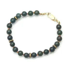 Bloodstone Smooth Rounds Bracelet with Gold Filled Lobster Claw Clasp