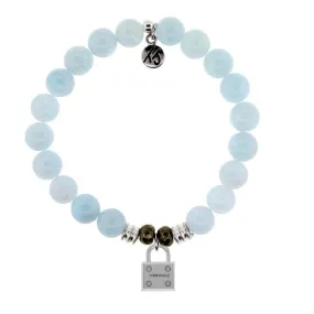 Blue Aquamarine Stone Bracelet with Unbreakable Sterling Silver Charm