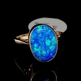 Blue Opal 9ct Gold Ring