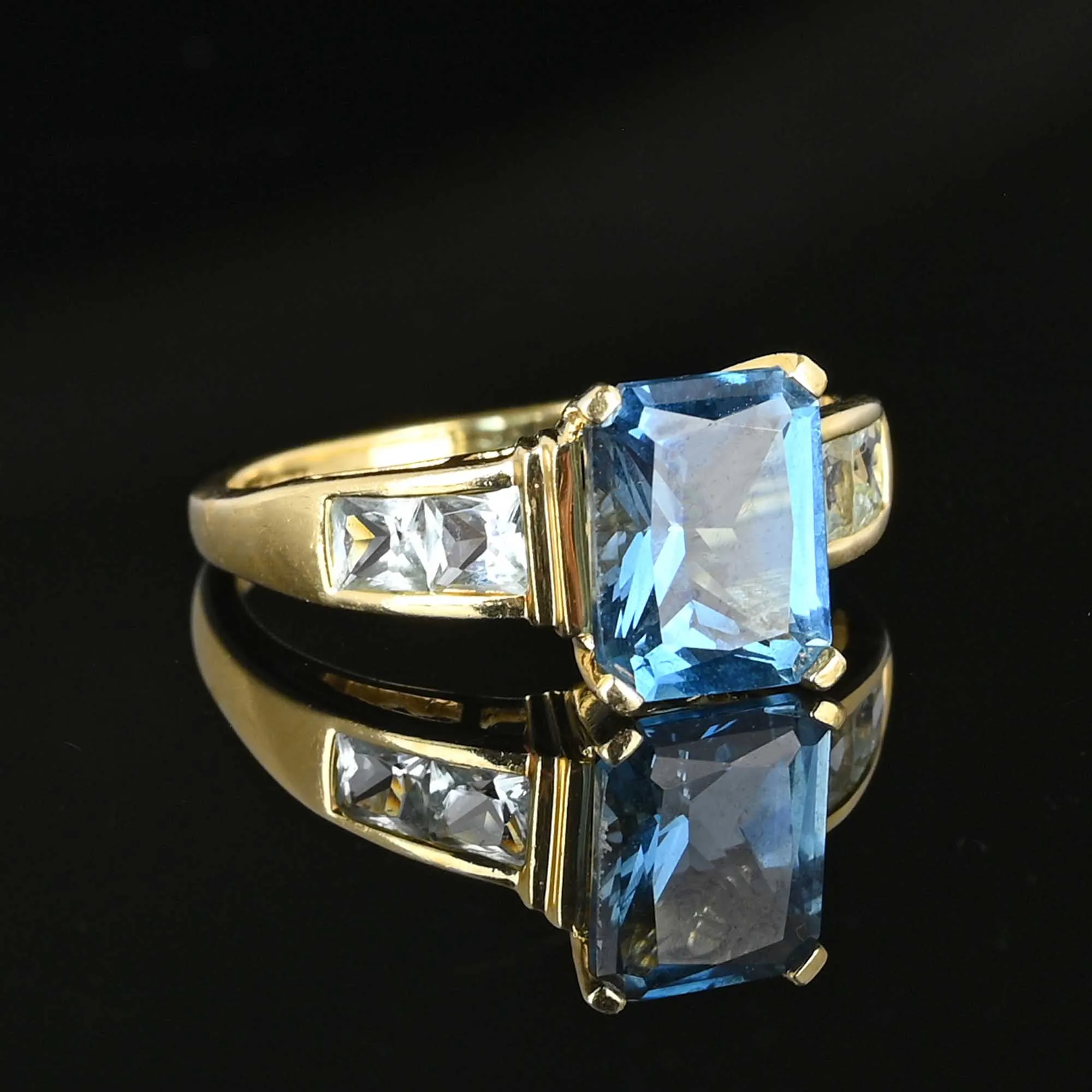 Blue Spinel Aquamarine Ring in 14K Gold