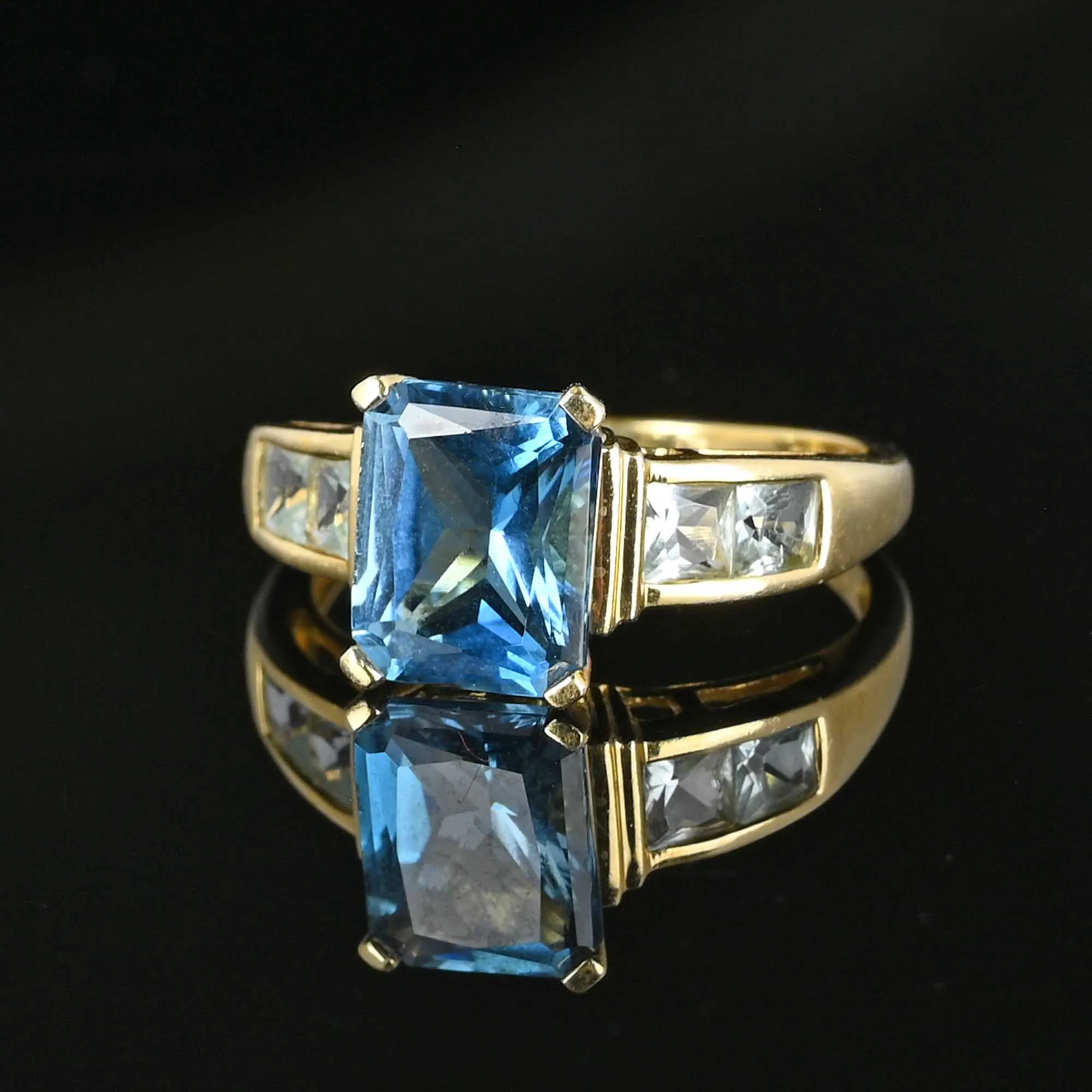 Blue Spinel Aquamarine Ring in 14K Gold