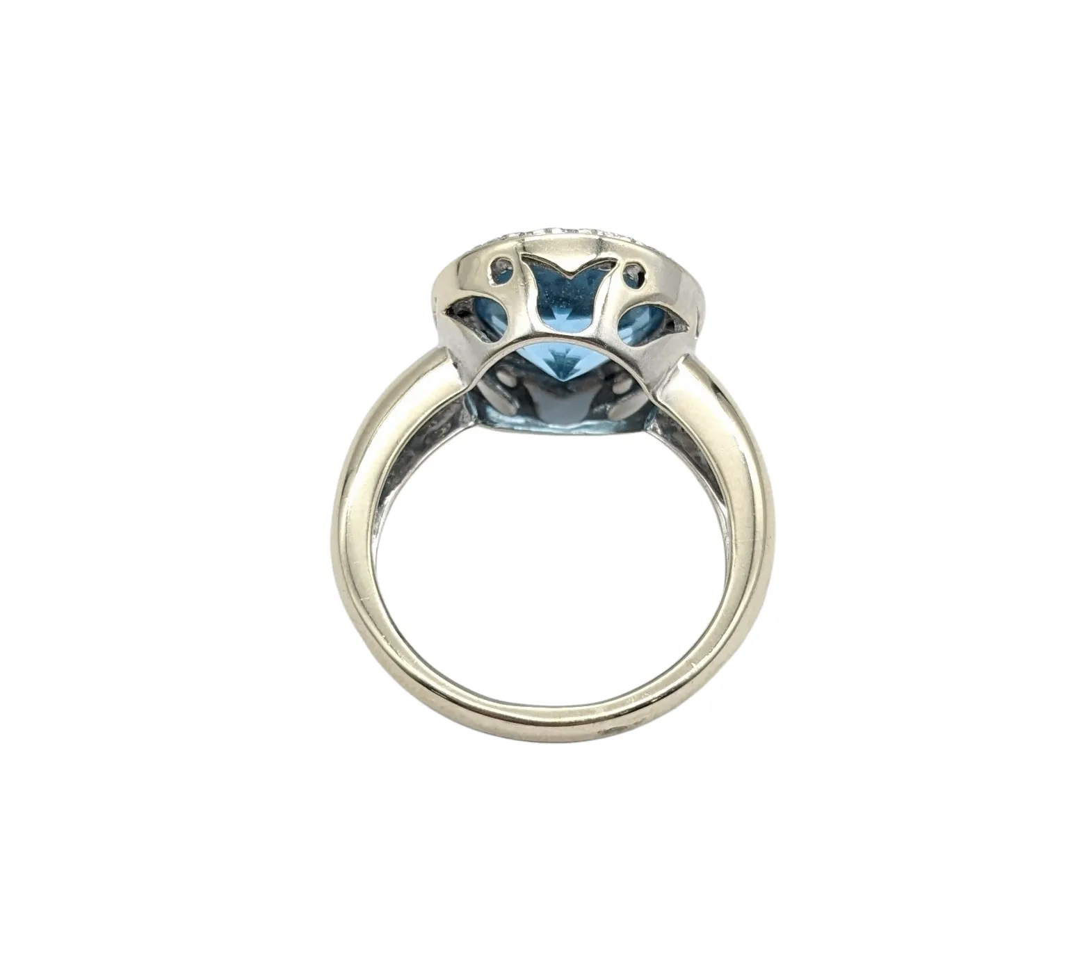 Blue Topaz ring with Diamond Chip Halo