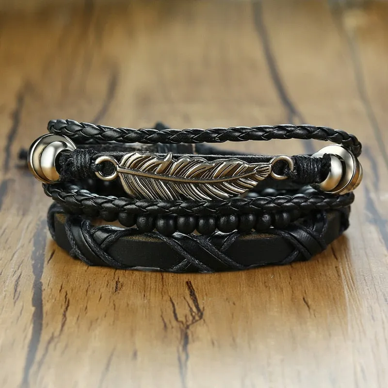 Braided Wrap Leather Vintage Tree of Life Bracelet