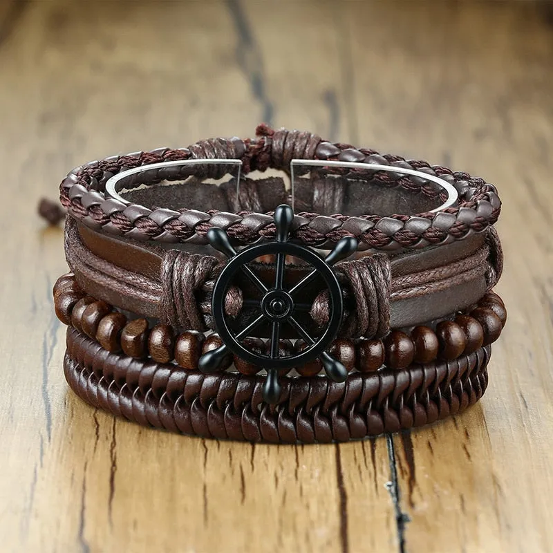 Braided Wrap Leather Vintage Tree of Life Bracelet