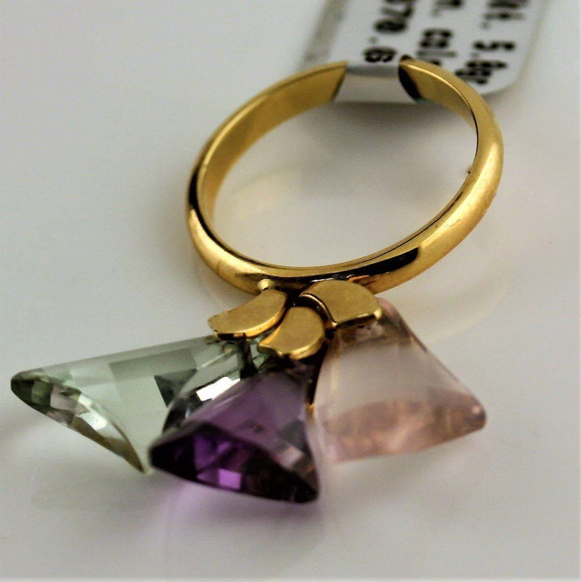 Briolette Quartz Dangle Ring 14K Yellow Gold