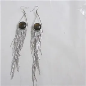 Brown Crystal  Long Dangling  Earrings