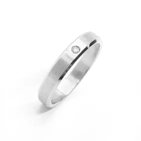 Brushed Satin Finish Stainless Steel CZ Ring