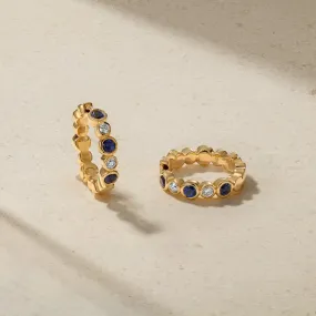 Bubbly Sapphire and Diamond Mini Hoop Earrings