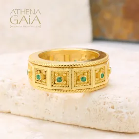 Byzantine Embroidery Rope Border Block Ring (In-Stock)