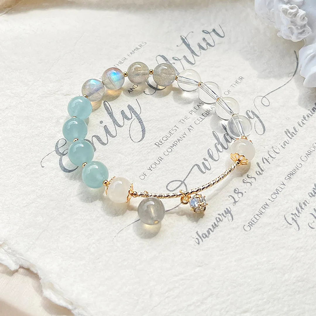 C130 - Aquamarine and Moonlight Crystal Bracelet