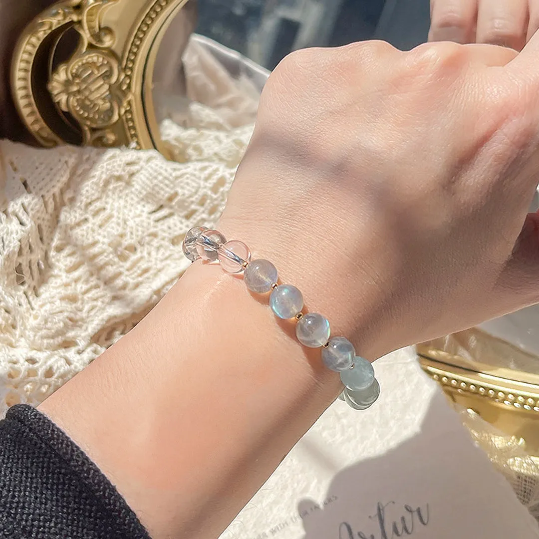 C130 - Aquamarine and Moonlight Crystal Bracelet