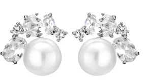 Carlie Pearl and Crystal Stud Earrings