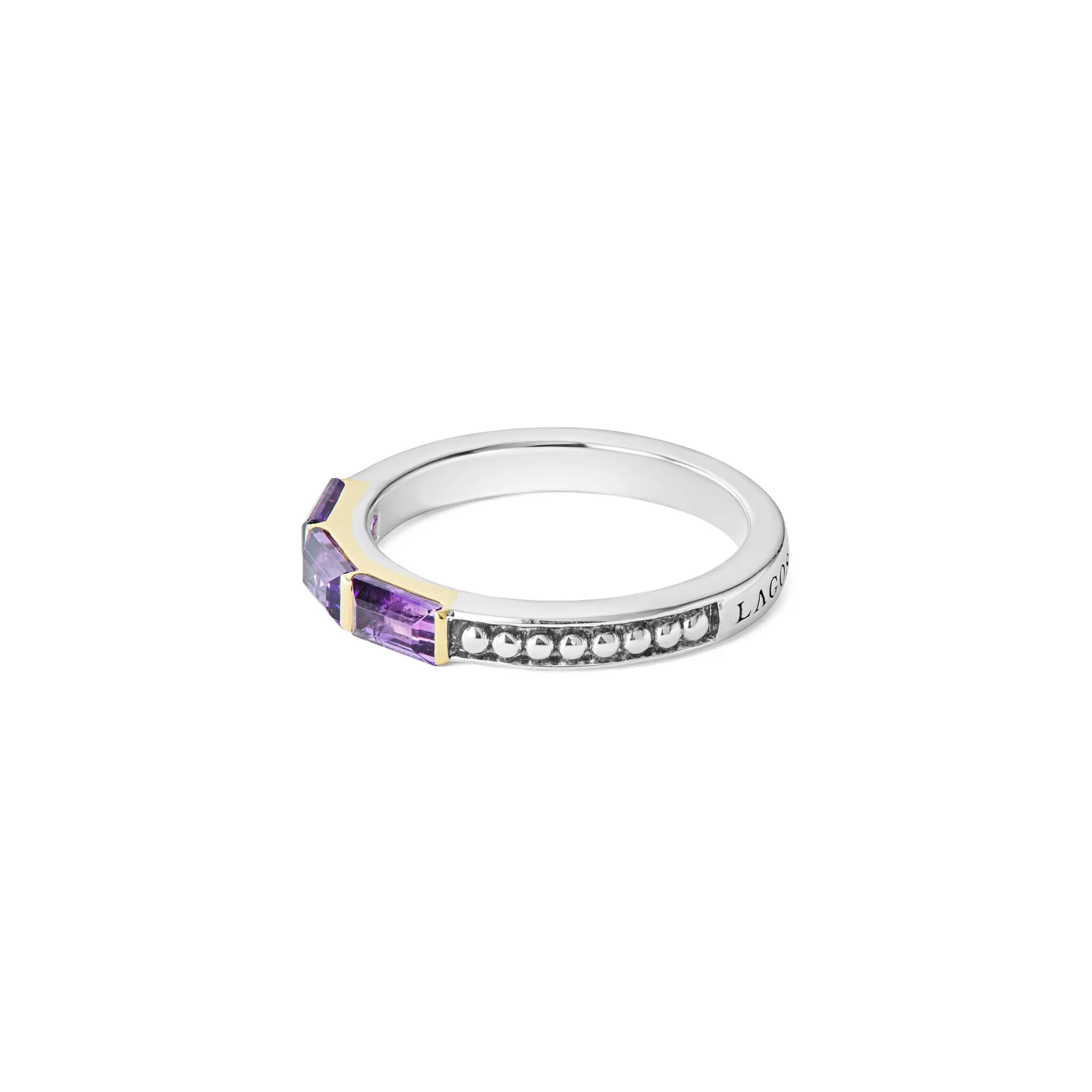 Caviar Color Amethyst Stacking Ring