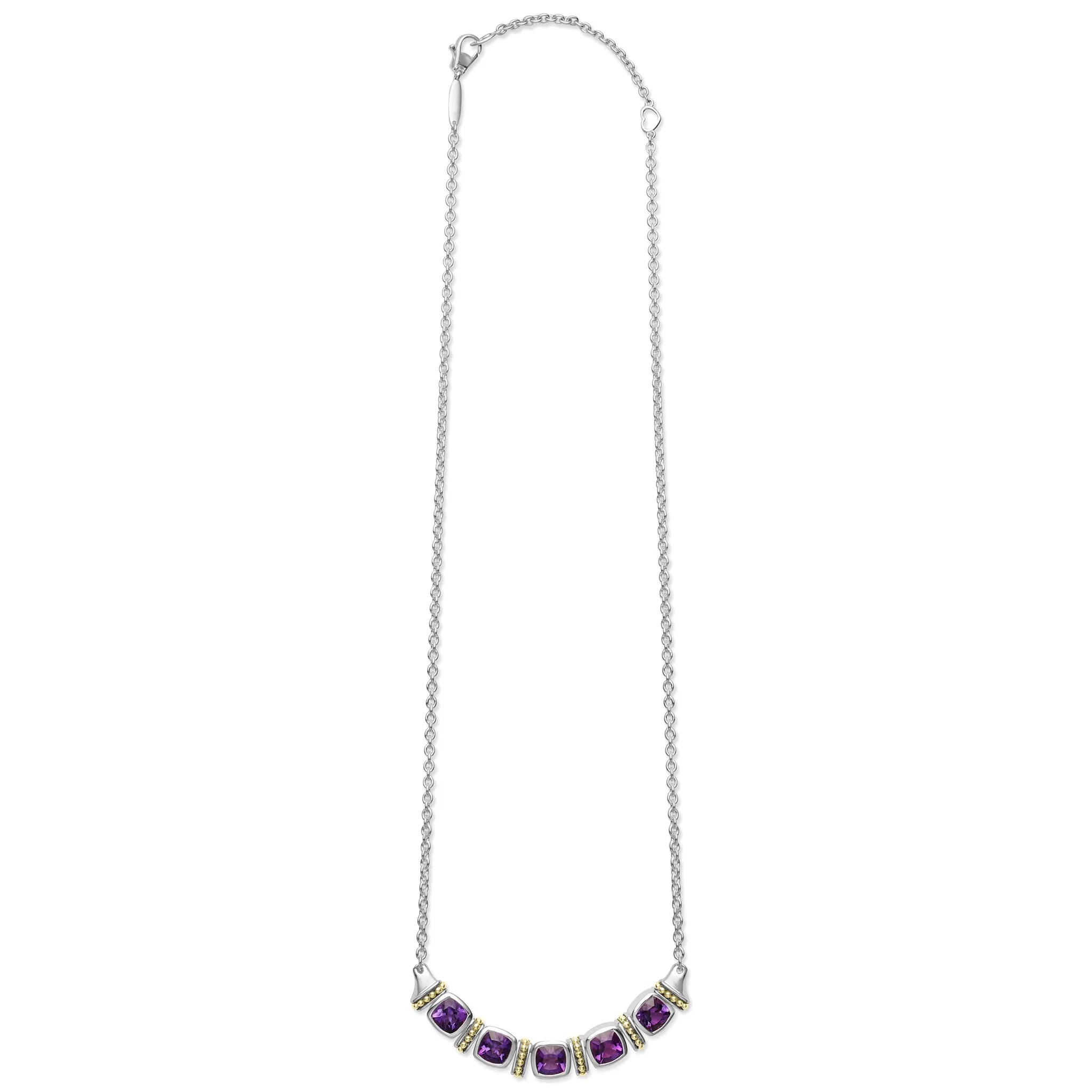 Caviar Color Five Station Amethyst Necklace