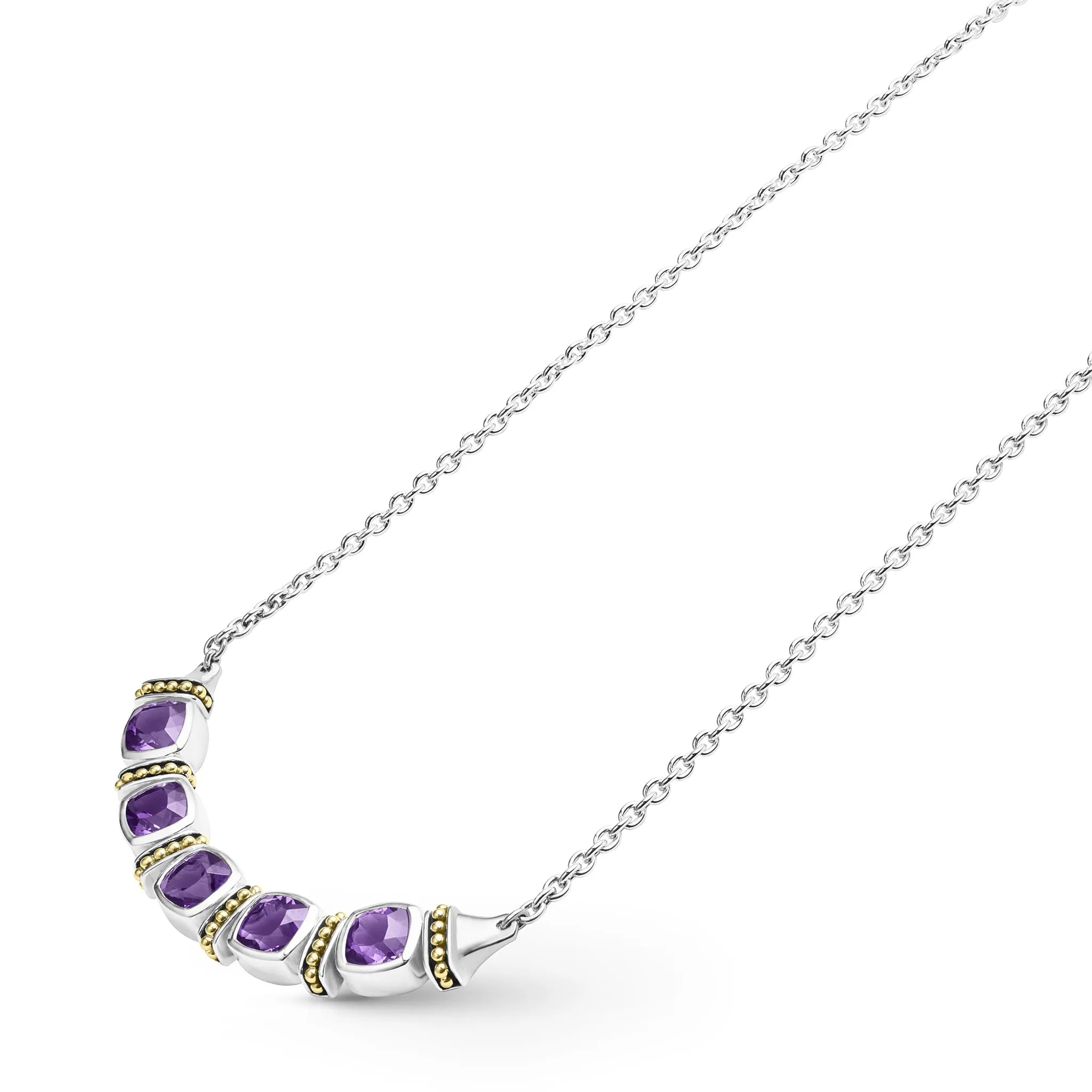 Caviar Color Five Station Amethyst Necklace