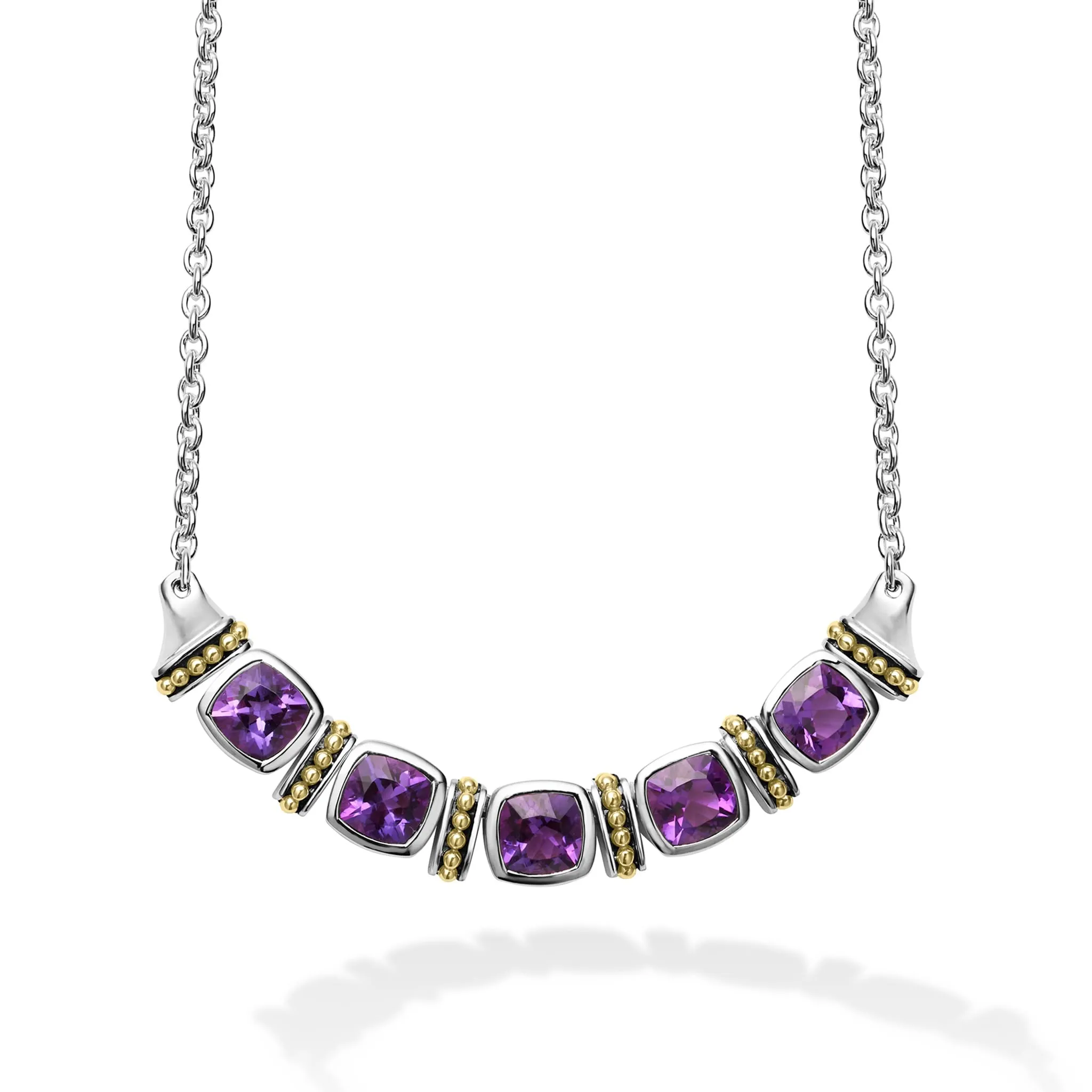 Caviar Color Five Station Amethyst Necklace