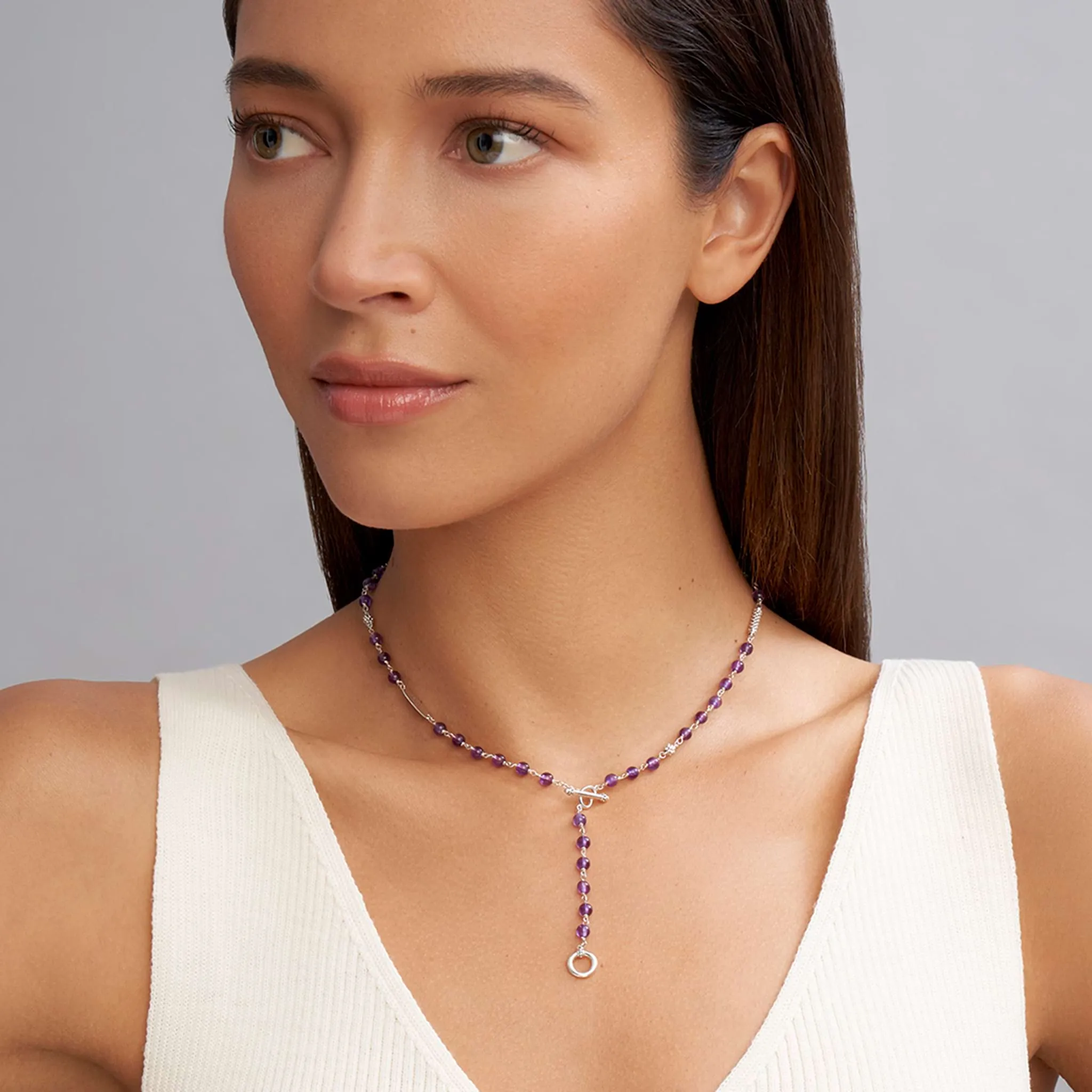 Caviar Icon Amethyst Beaded Necklace