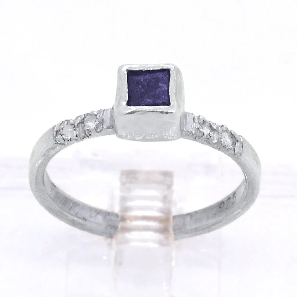 Ceylon Sapphire & White Zircon Ring (size 7)