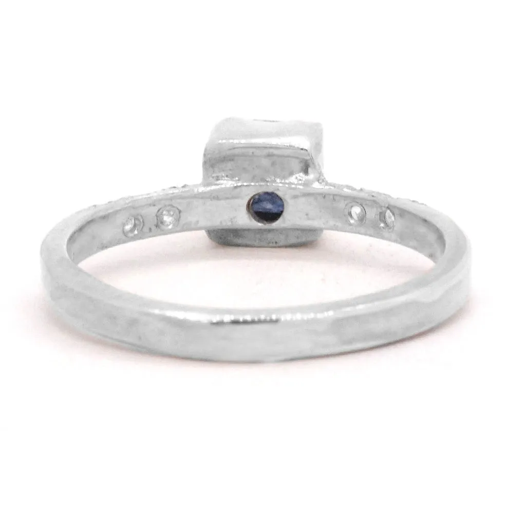 Ceylon Sapphire & White Zircon Ring (size 7)