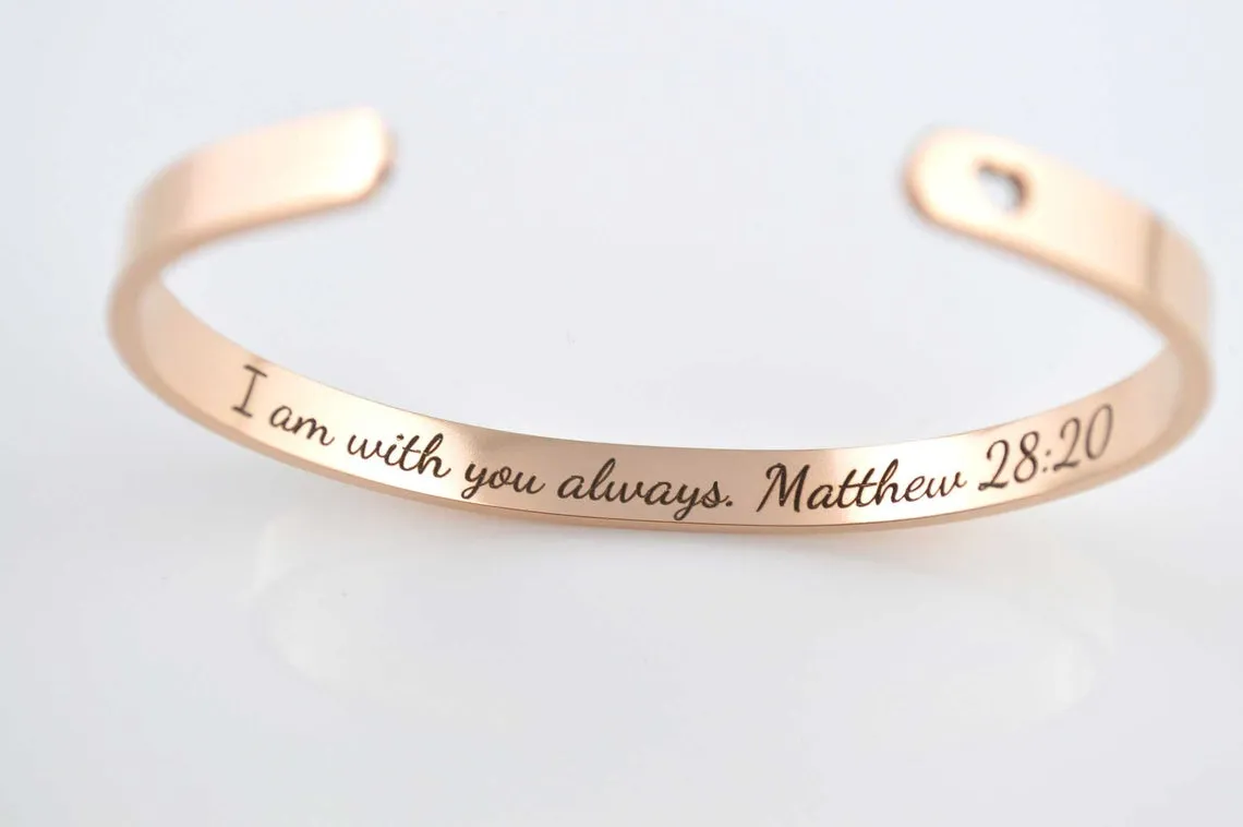 Christian Cuff Bracelet, Hypoallergenic Stainless Steel, Uplifting Bracelet, Christian Gifts, Bracelet for Women, Engraved Bracelet