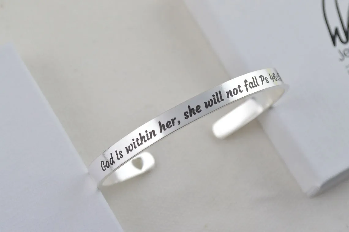 Christian Cuff Bracelet, Hypoallergenic Stainless Steel, Uplifting Bracelet, Christian Gifts, Bracelet for Women, Engraved Bracelet