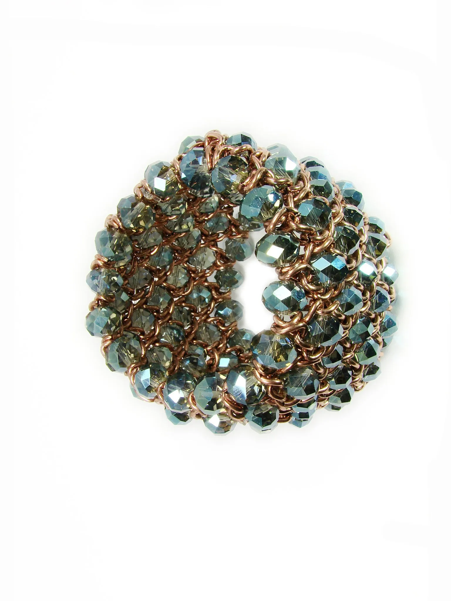 Chunky Bead Bracelet Cuff Stretch Aquamarine Beads