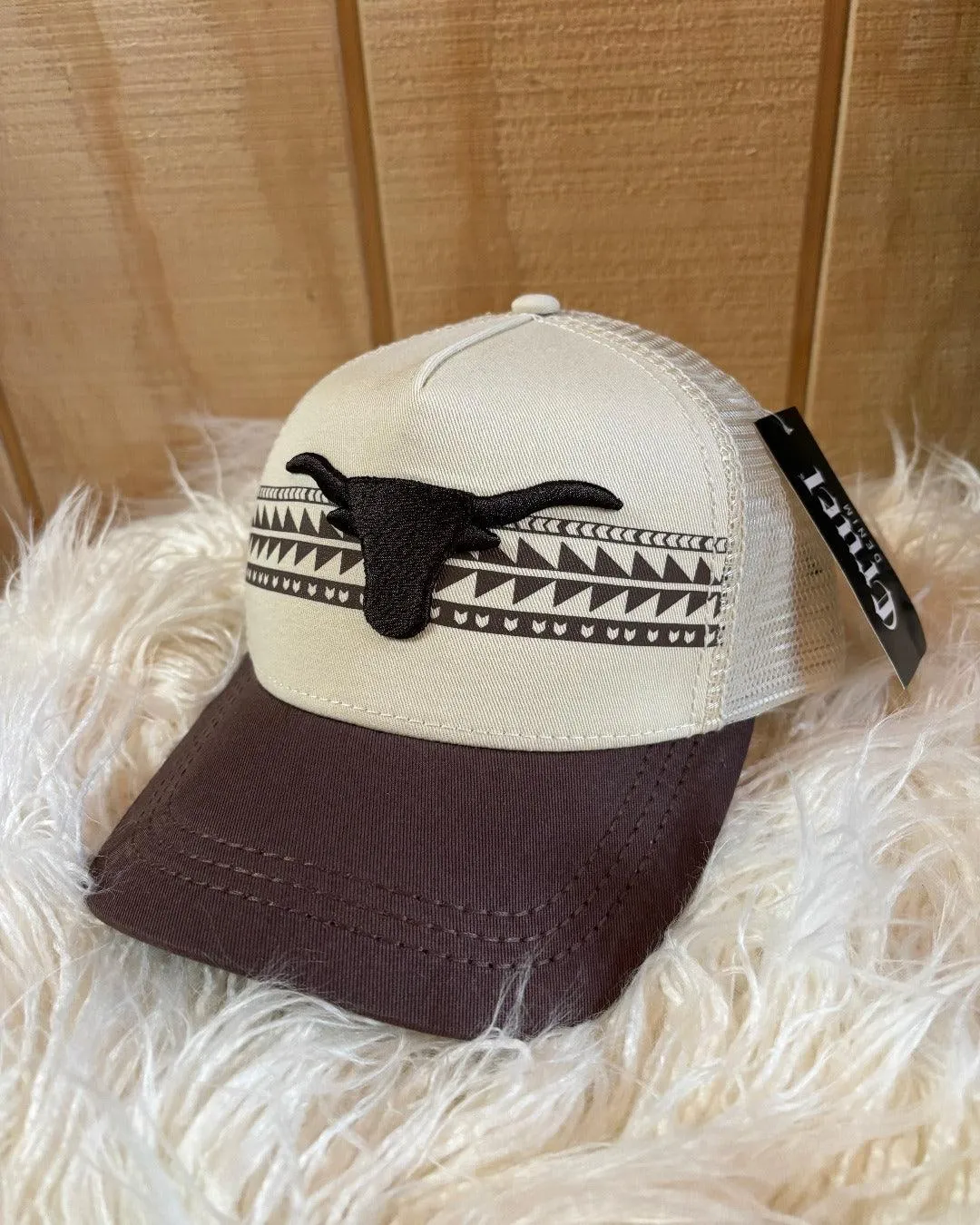 Cinch Women's Cream & Brown Steerhead Trucker Cap CCC0041034