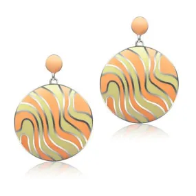 CJ624S Wholesale Peach and Yellow Stainless Steel Earrings