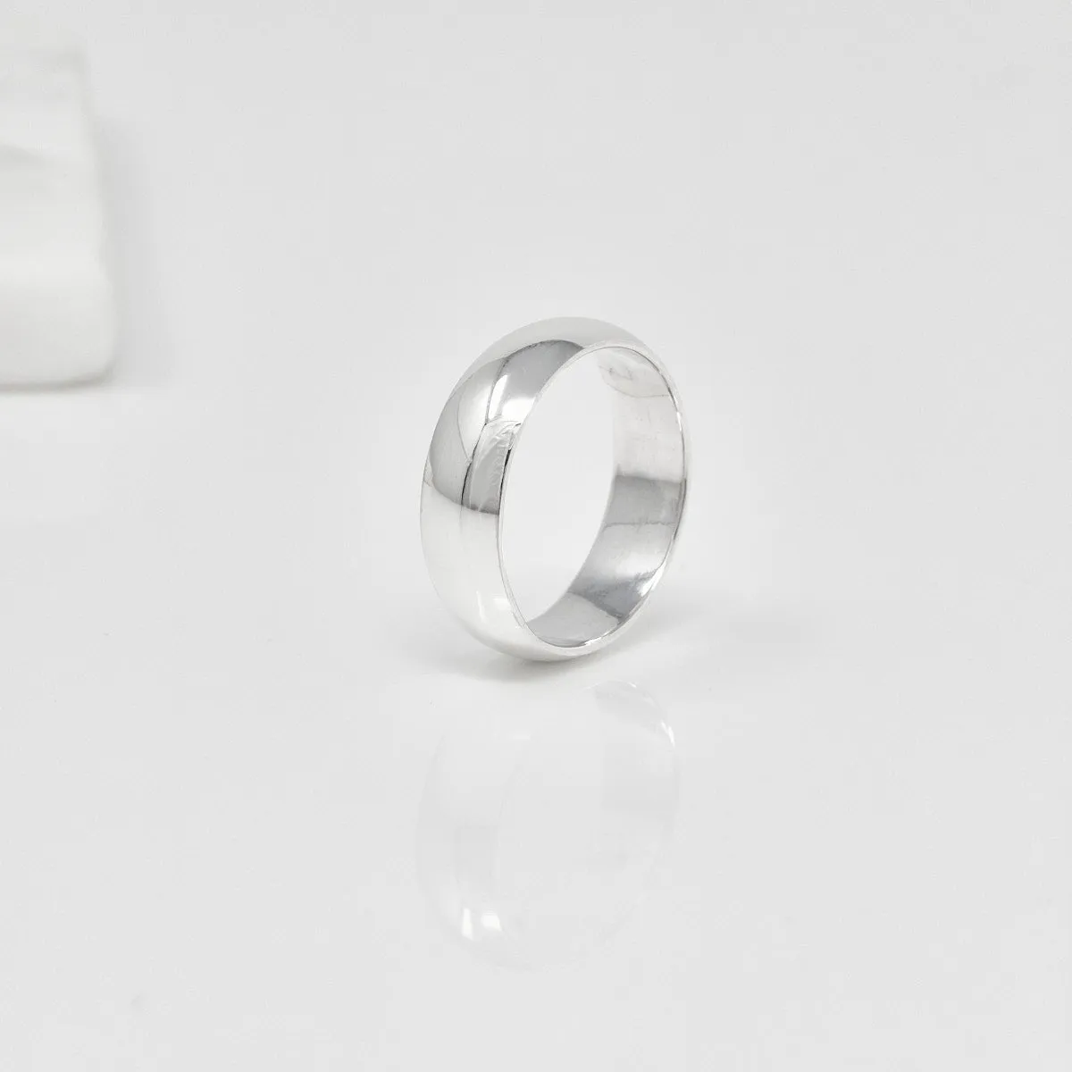 Classic 7mm Polished Silver Band Ring For Women and Men